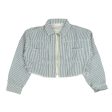 NWT JOHN ELLIOTT White & Blue Culver Pinstripe Denim Jacket Size 0 $598 Sale